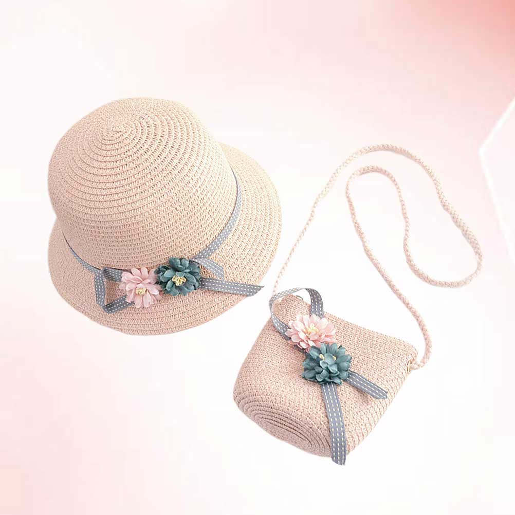 Sun Hat Wide Brim - Set da spiaggia rosa per bambine: