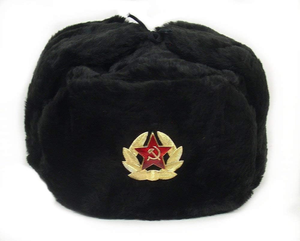 Trapper Hat Ear Flap - Cappello Russo dell'Esercito Sovietico, Distintivo Militare,