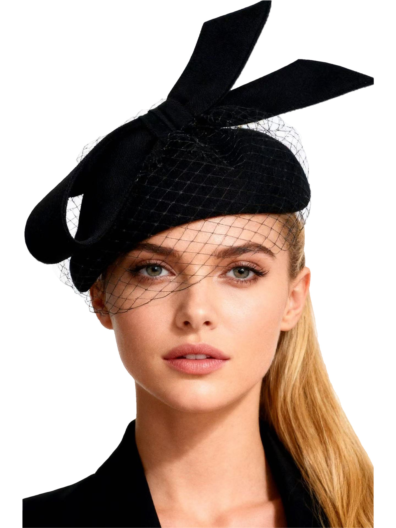 Fedora Hat Wool - Francese Bianco Berretto Fascinator Inverno Elegante